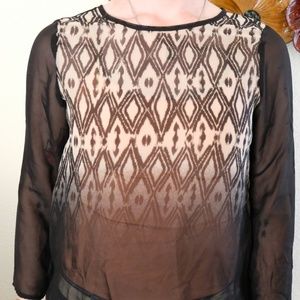 Black and white sheer collective concepts blouse